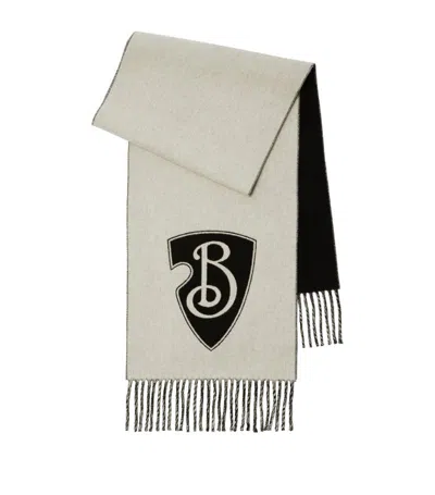 Burberry Wool-cashmere B Shield Scarf In White