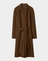 Burberry Wool-cashmere Belted Long Coat With Monogram Interior In Twiggale