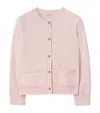 Burberry Check Patch Wool Cashmere Cardigan In Pink