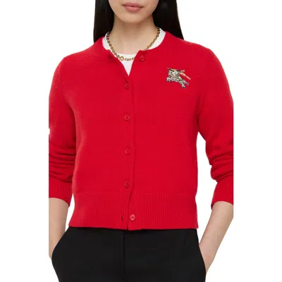 Burberry Wool Cashmere Cardigan In Red