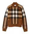 Burberry Wool-cashmere Check Bomber Jacket In Brown