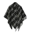 Burberry Wool-cashmere Check Cape In Black