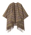 Burberry Wool-cashmere Check Cape In Brown
