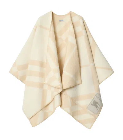 Burberry Wool-cashmere Check Cape In Sand