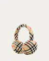Burberry Wool Cashmere Check Earmuffs In Brown