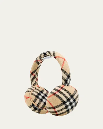 BURBERRY WOOL CASHMERE CHECK EARMUFFS