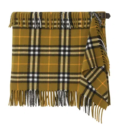Burberry Ered Wool And Cashmere Scarf Style Mini Skirt In Brown