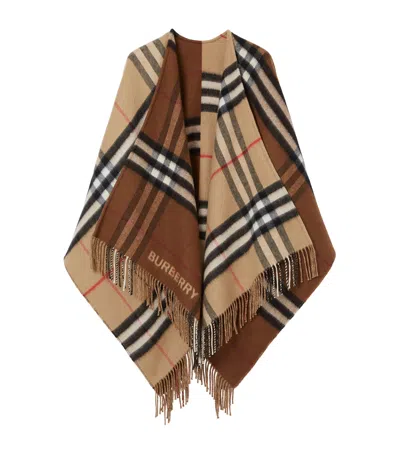 BURBERRY WOOL-CASHMERE CONTRAST-CHECK CAPE