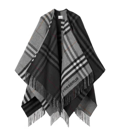 Burberry Wool-cashmere Contrast-check Cape In Multi