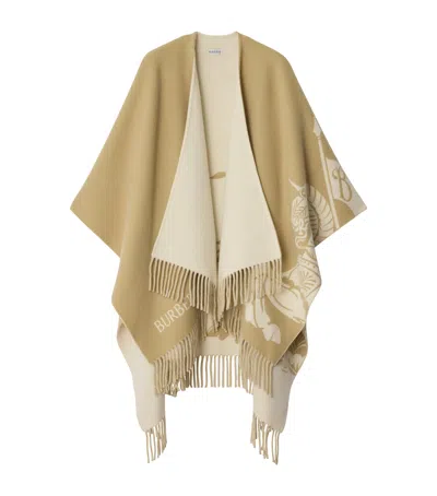 Burberry Wool-cashmere Ekd Cape In Brown