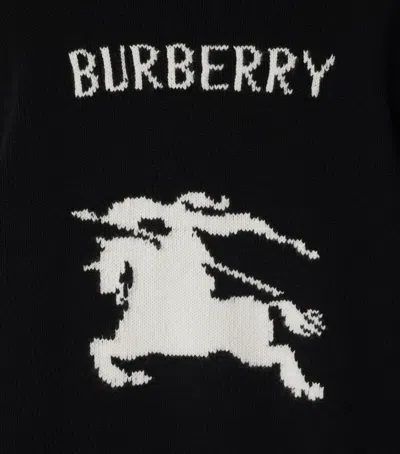 Burberry Wool-cashmere Equestrian Knight Logo Sweater In Black