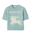 Burberry Wool-cashmere Short-sleeve Ekd Sweater In Blue