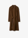 Burberry Wool-cashmere Belted Long Coat With Monogram Interior In Tor/canvas