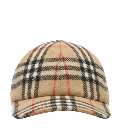 BURBERRY BURBERRY WOOL CHECK BASEBALL CAP