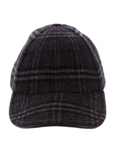 Pre-owned Burberry Wool Check Baseball Cap In Black