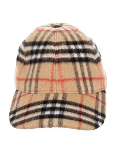 Pre-owned Burberry Wool Check Baseball Cap In Neutral