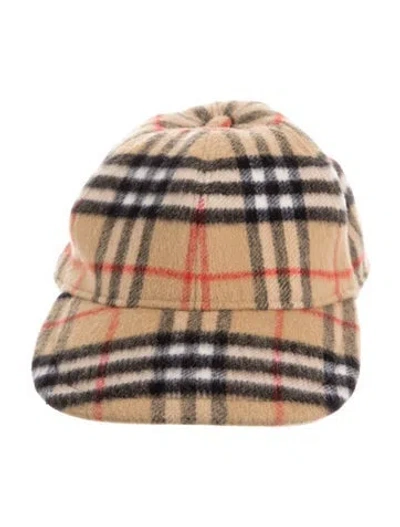 Pre-owned Burberry Wool Check Baseball Cap W/tags In Brown