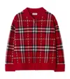 Burberry Red Sweater For Kids With Tartan Pattern In Red