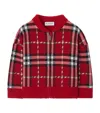 Burberry Red Sweater For Kids With Tartan Pattern In Red