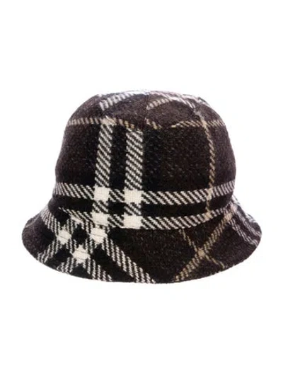 Pre-owned Burberry Wool Check Bucket Hat In Brown