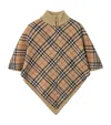 Burberry Check Wool Cape In Brown