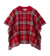 Burberry Childrens Check Wool Cape In Red