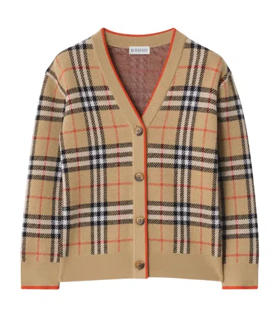 Burberry Kids' Wool Check Cardigan In Brown