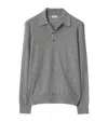 Burberry Wool Check-detail Long-sleeve Polo Shirt In Gray