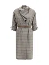 Burberry Women Wool Check Dress With A Shawl Collar In Multi