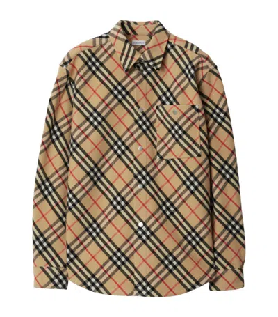 Burberry Wool Check Flannel Shirt In Sand