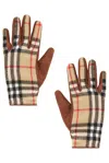 Burberry Brown Check Wool Gloves In Archive Beige Ip Check