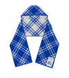 Burberry Blue Check Wool Hooded Scarf In Blue
