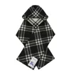 Burberry Wool Check Hooded Scarf In Multi