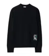 Burberry Check Label Wool Sweater In Black
