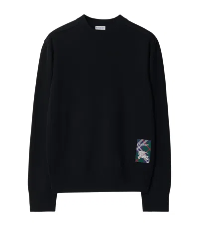Burberry Wool Check-label Sweater In Black