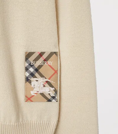 Burberry Wool Check Label Sweater In Sand