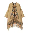 Burberry Wool Check-lined Cape In Sand