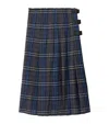 Burberry Check Wool Midi Kilt In Blue