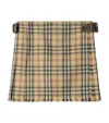Burberry Skye Check Buckled Mini Wrap Skirt In Brown