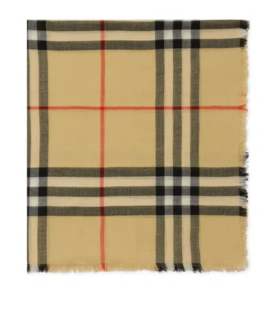 Burberry Wool Check Scarf In Beige