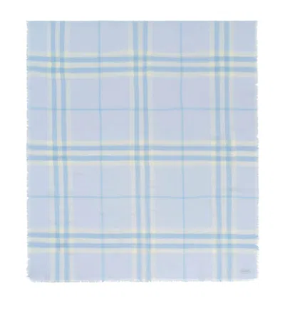 Burberry Wool Check Scarf In Blue