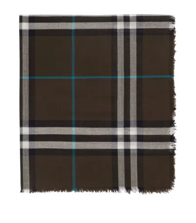 Burberry Check Wool Scarf In Brown