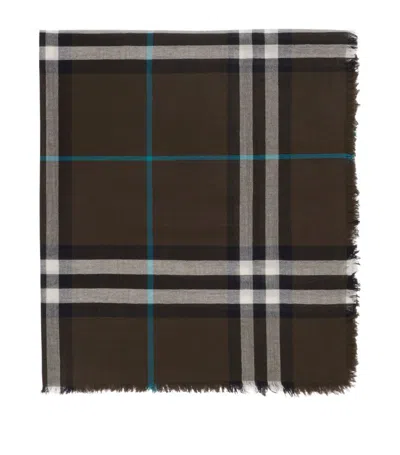 Burberry Check Wool Scarf In Black