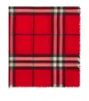 Burberry Wide Check Wool Scarf In Red