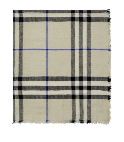 Burberry Wool Check Scarf In Beige