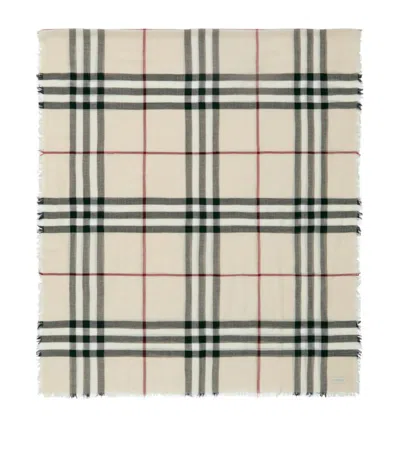 Burberry Wool Check Scarf In Neutral