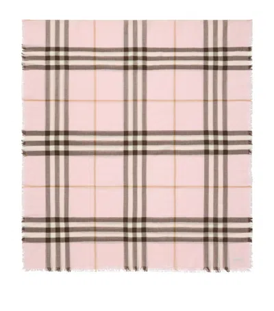 Burberry Wool Check Scarf In Pink
