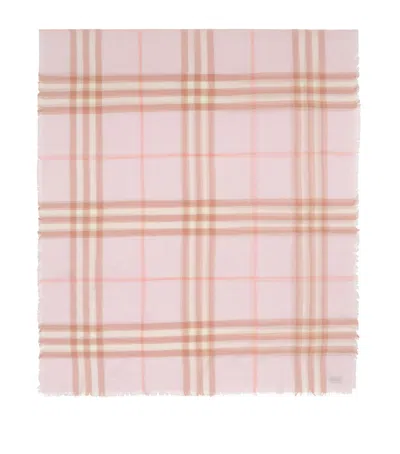 Burberry Wool Check Scarf In Pink
