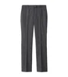 Burberry Check Wool Tailored Trousers In Gray