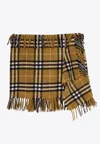 Burberry Wool And Cashmere Check Scarf Style Skirt In Green